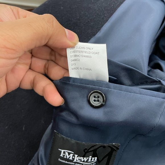 TM Lewin Chesterfield overcoat Navy size 36S - Picture 16 of 16